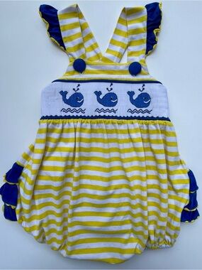 Smocked Auctions 24mos Whale Bubble Romper - Baby/Toddler Girl Boutique